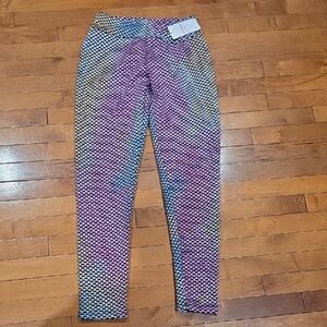 Fleece Lined Textured Rainbow Leggings by Yuna Fashion